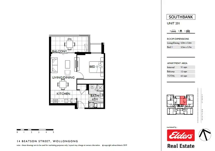 Floorplan of Homely unit listing, 201/14 Beatson Street, Wollongong NSW 2500