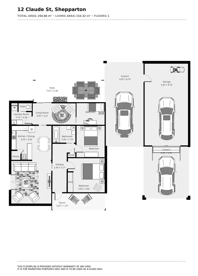 Floorplan of Homely house listing, 12 Claude Street, Shepparton VIC 3630