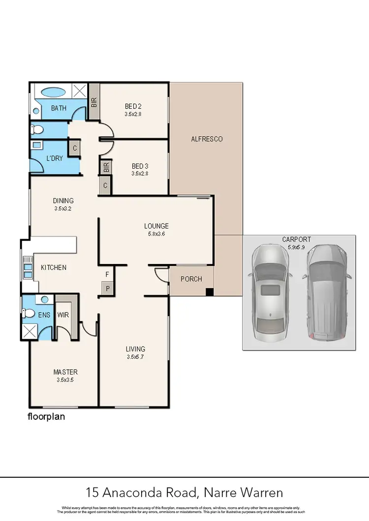Floorplan of Homely house listing, 15 Anaconda Road, Narre Warren VIC 3805