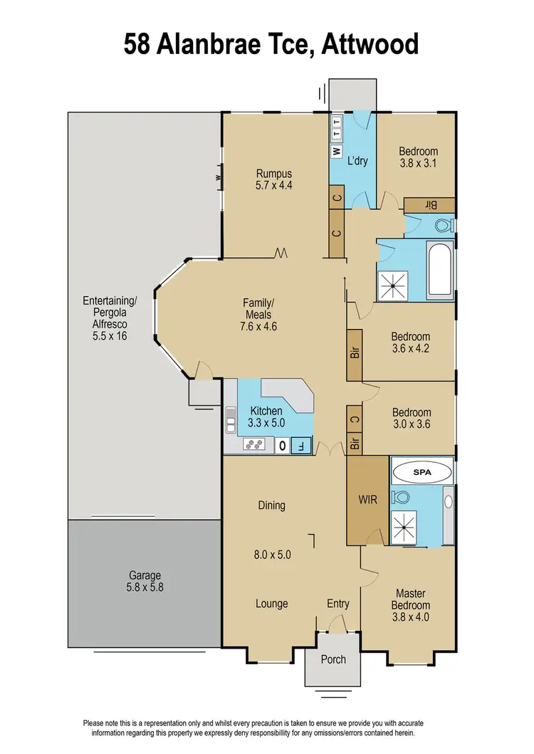 Floorplan of Homely house listing, 58 Alanbrae Terrace, Attwood VIC 3049