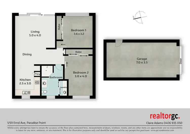 Floorplan of Homely unit listing, 1/59 Errol Avenue, Paradise Point QLD 4216