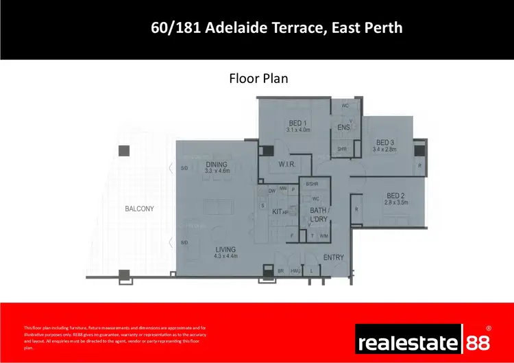 Floorplan of Homely apartment listing, 60/181 Adelaide Terrace, East Perth WA 6004