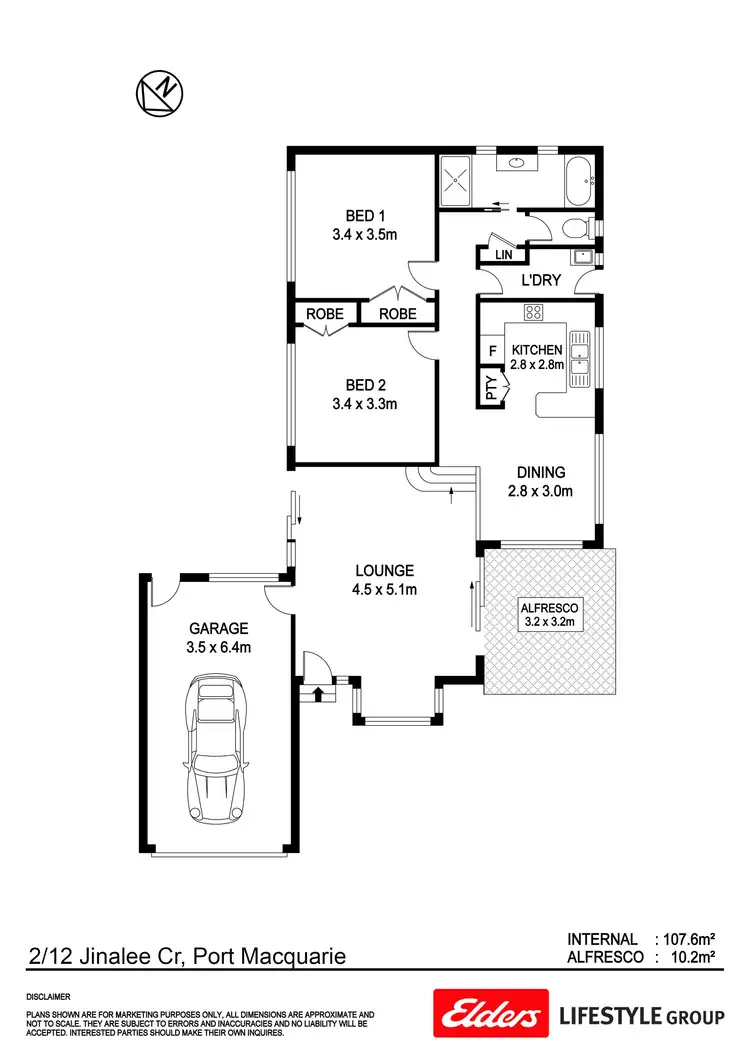 Floorplan of Homely villa listing, 2/12 Jinalee Crescent, Port Macquarie NSW 2444