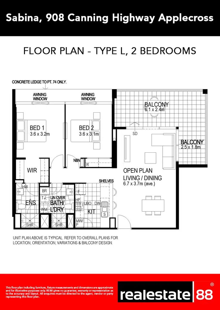 Floorplan of Homely apartment listing, 1106/908 Canning Highway, Applecross WA 6153