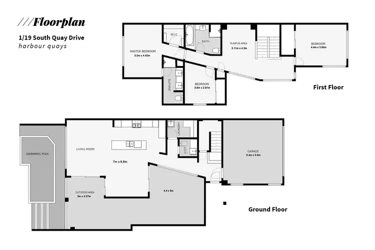 Floorplan of Homely semi-detached listing, 1/19 South Quay Drive, Biggera Waters QLD 4216