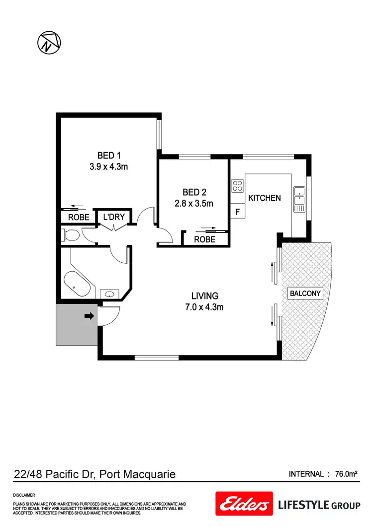 Floorplan of Homely unit listing, 22/48 Pacific Drive, Port Macquarie NSW 2444
