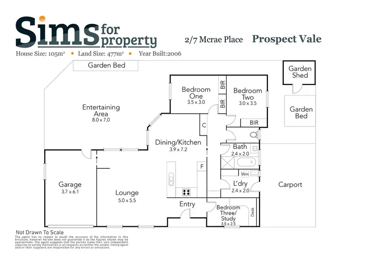 Floorplan of Homely unit listing, 2/7 McRae Place, Prospect Vale TAS 7250