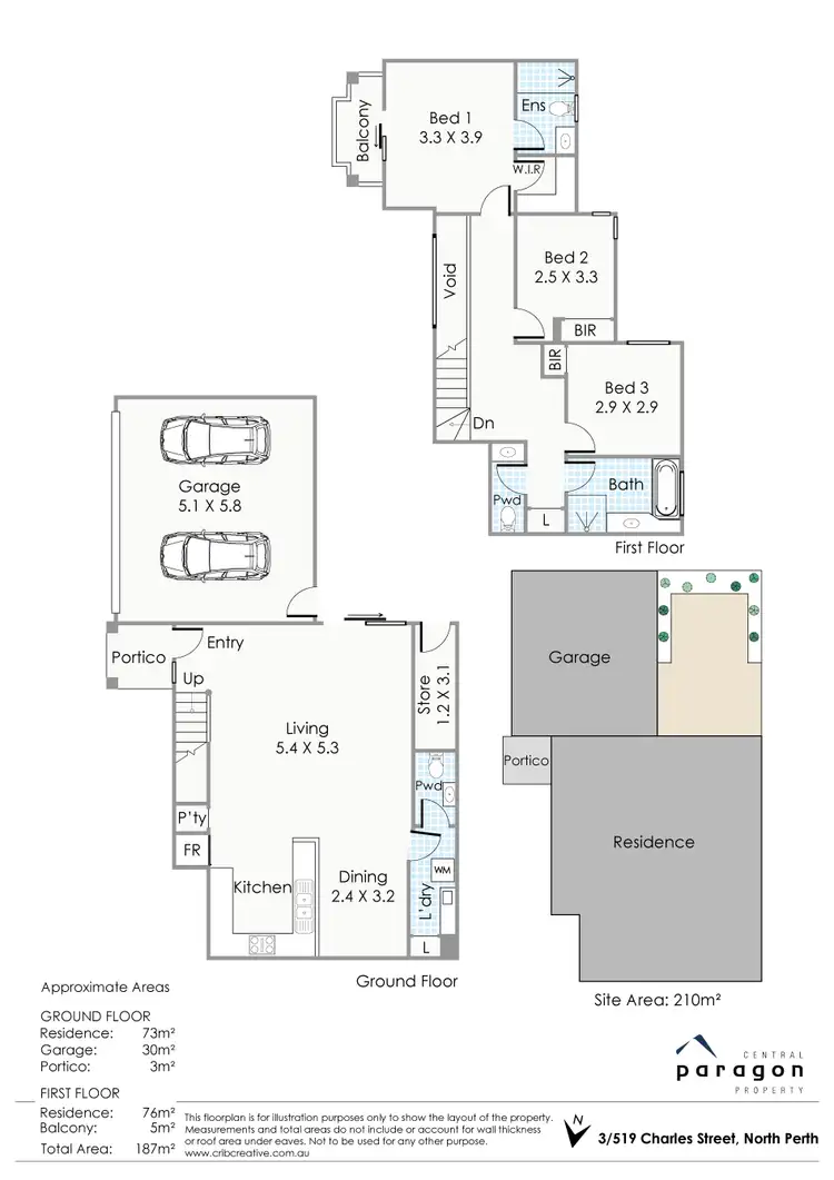 Floorplan of Homely townhouse listing, 3/519 Charles Street, North Perth WA 6006