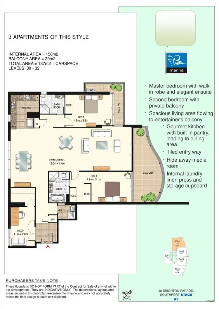Floorplan of Homely apartment listing, 3202/4 Como Crescent, Southport QLD 4215