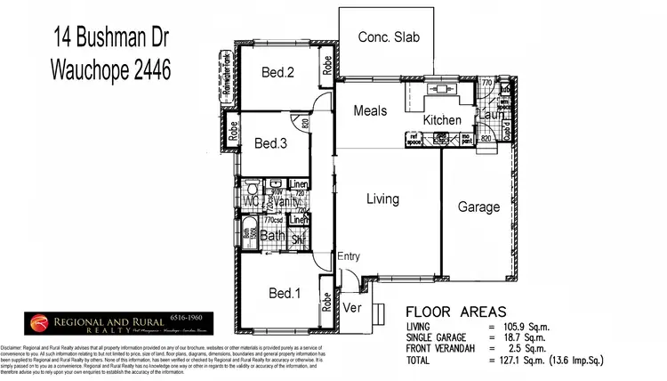 Floorplan of Homely house listing, 14 Bushman Drive, Wauchope NSW 2446
