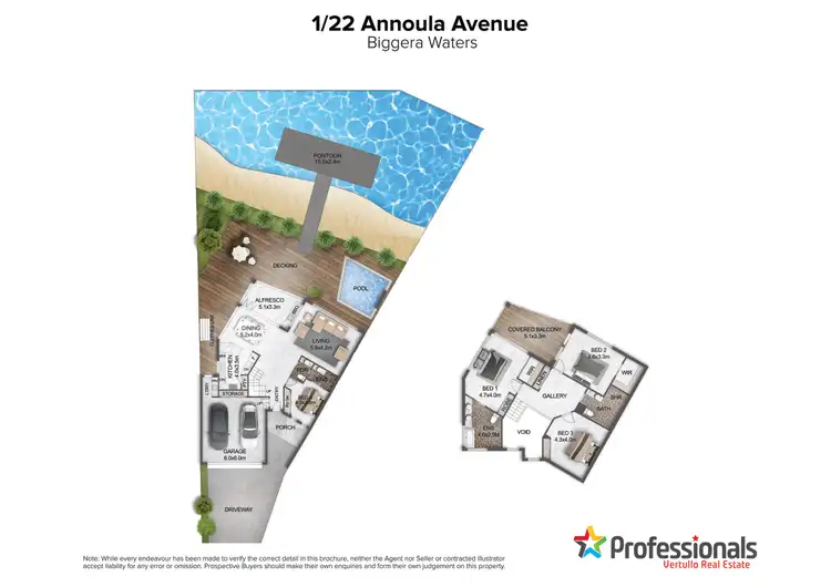 Floorplan of Homely townhouse listing, 1/22 Annoula Avenue, Biggera Waters QLD 4216