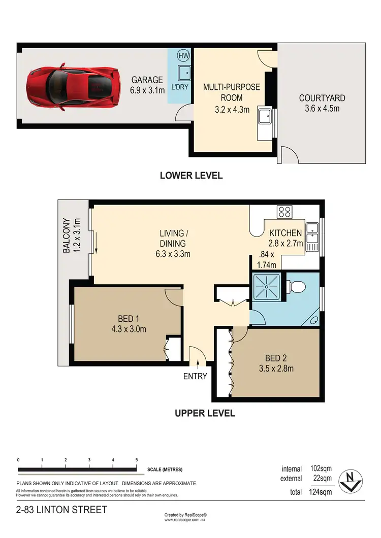 Floorplan of Homely unit listing, 2/83 Linton Street, Kangaroo Point QLD 4169