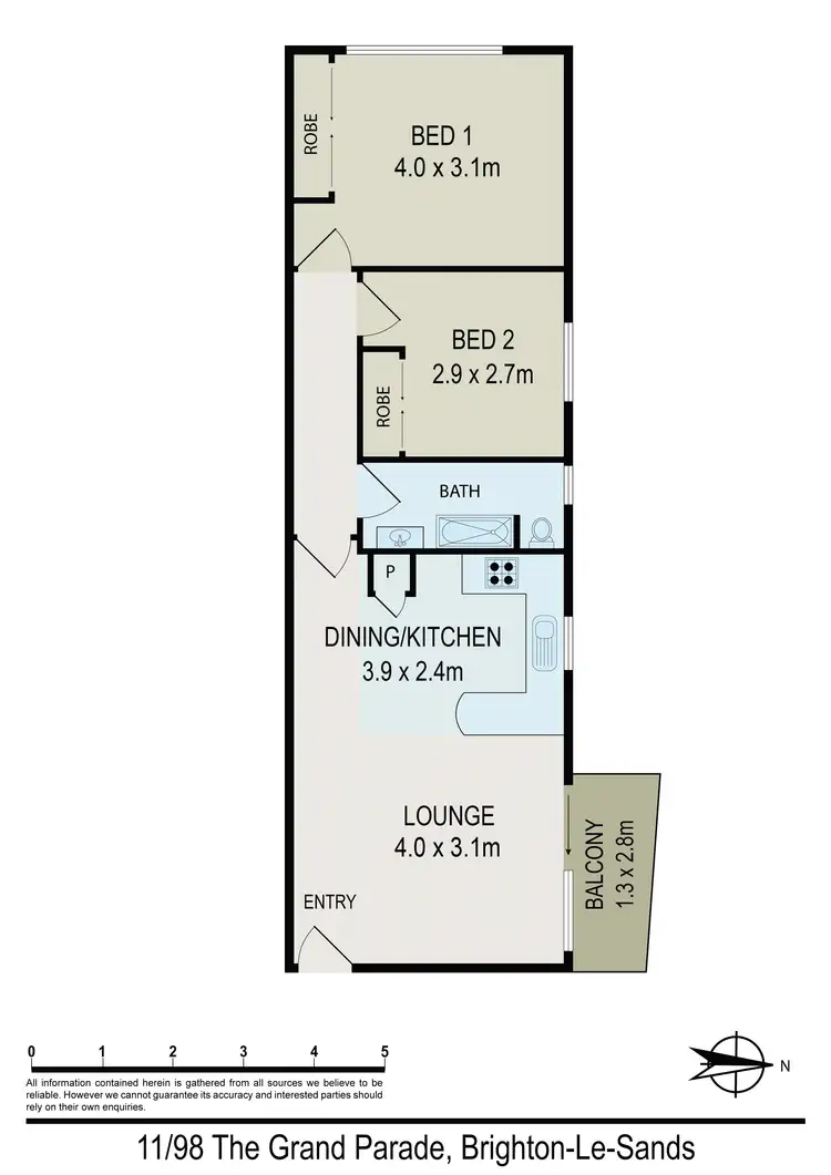 Floorplan of Homely unit listing, 11/98 The Grand Parade, Brighton-le-sands NSW 2216