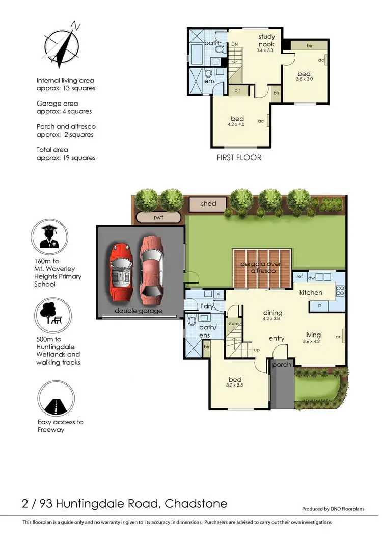 Floorplan of Homely townhouse listing, 2/93 Huntingdale Road, Chadstone VIC 3148