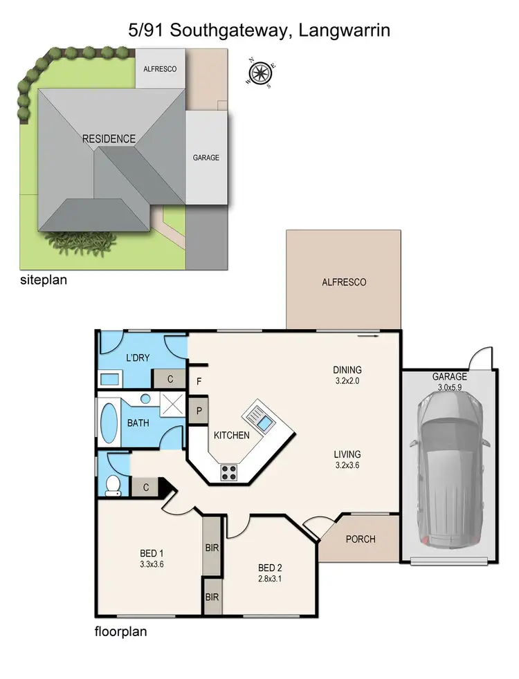 Floorplan of Homely unit listing, 5/91 Southgateway, Langwarrin VIC 3910