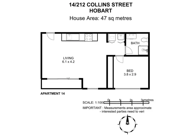 Floorplan of Homely apartment listing, 14/212 Collins Street, Hobart TAS 7000
