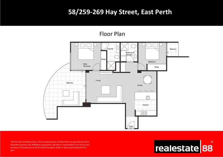 Floorplan of Homely apartment listing, 58/259-269 Hay Street, East Perth WA 6004