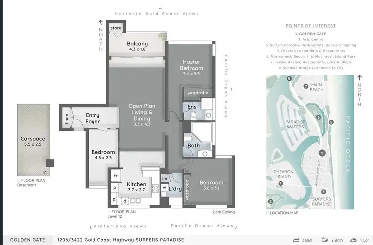 Floorplan of Homely apartment listing, 1206/3422 Surfers Paradise Boulevard, Surfers Paradise QLD 4217
