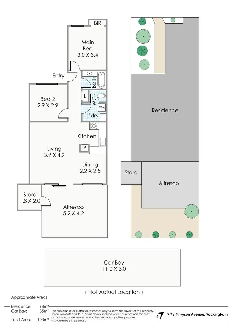 Floorplan of Homely unit listing, 9/98 Simpson Avenue, Rockingham WA 6168
