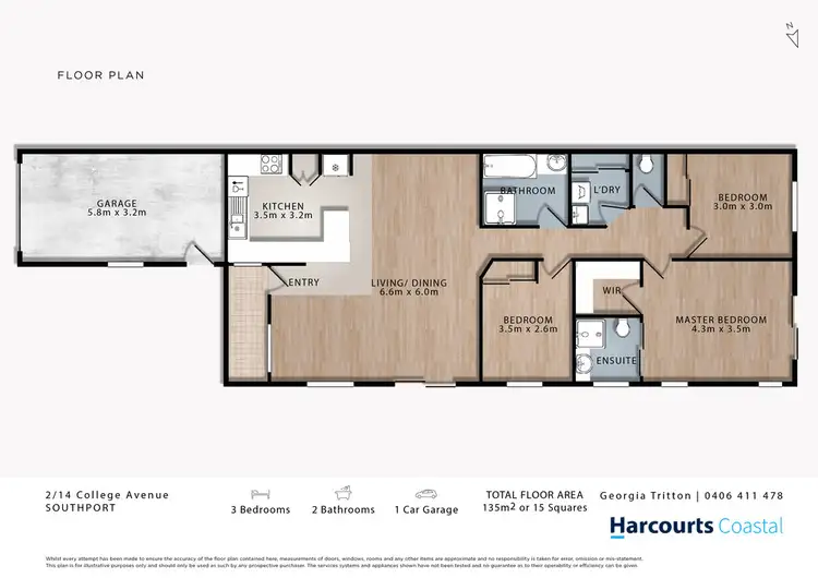 Floorplan of Homely semi-detached listing, 2/14 College Avenue, Southport QLD 4215
