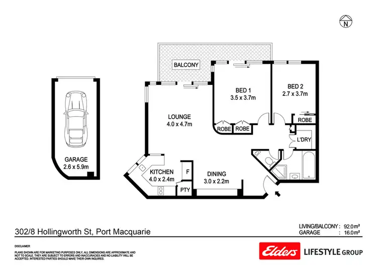 Floorplan of Homely unit listing, 302/8-10 Hollingworth Street, Port Macquarie NSW 2444