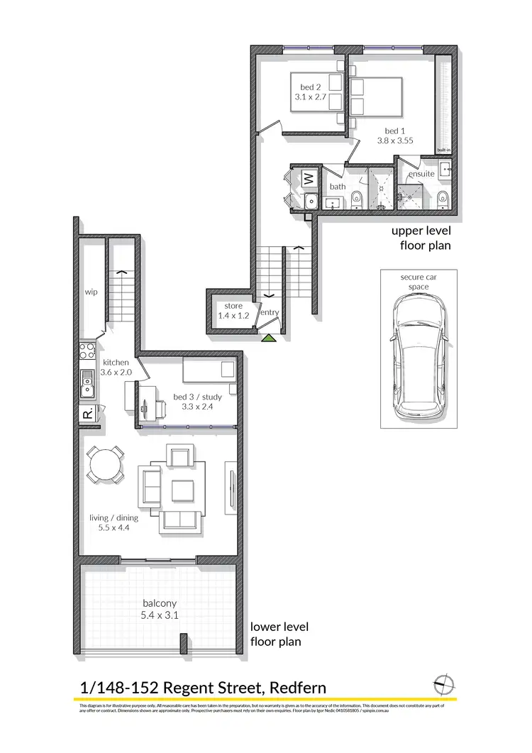 Floorplan of Homely apartment listing, 1/144-152 Regent St, Redfern NSW 2016