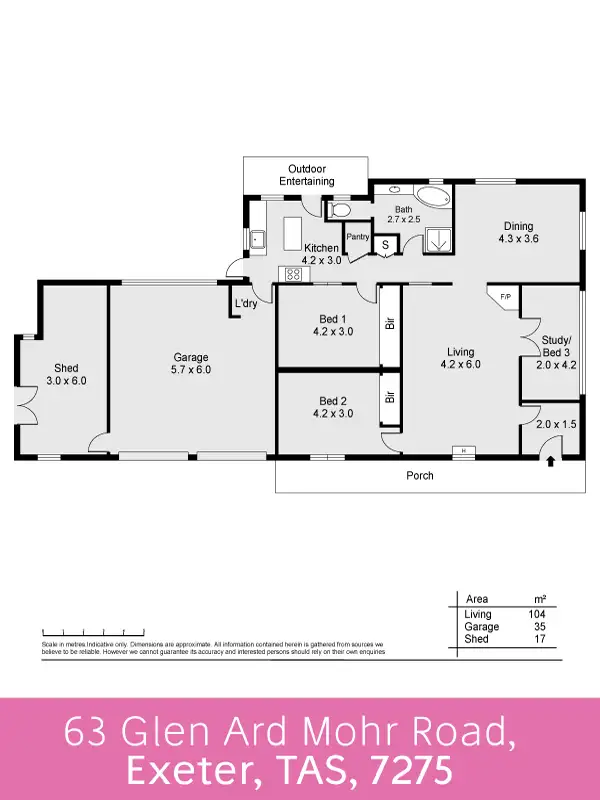 Floorplan of Homely house listing, 63 Glen Ard Mohr Road, Exeter TAS 7275