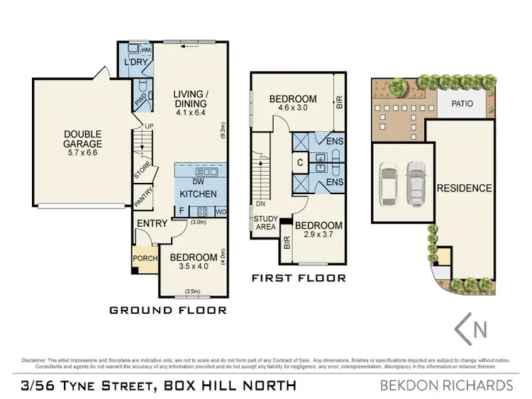 Floorplan of Homely townhouse listing, 3/56 Tyne Street, Box Hill North VIC 3129