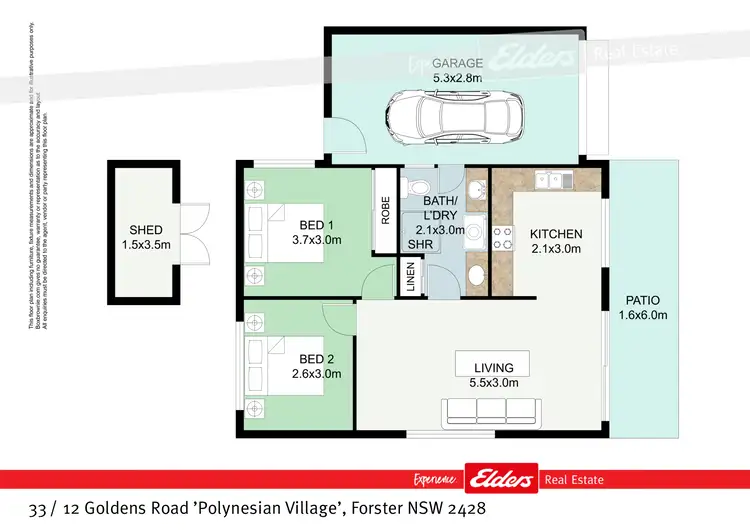 Floorplan of Homely villa listing, 33 / 12 Goldens Road 'Polynesian Village', Forster NSW 2428