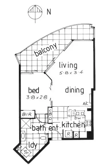 Floorplan of Homely unit listing, 305/88 Marine Parade, Coolangatta QLD 4225