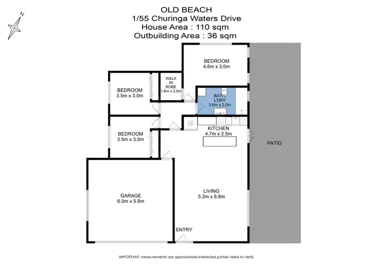 Floorplan of Homely villa listing, 1/55 Churinga Waters Drive, Old Beach TAS 7017