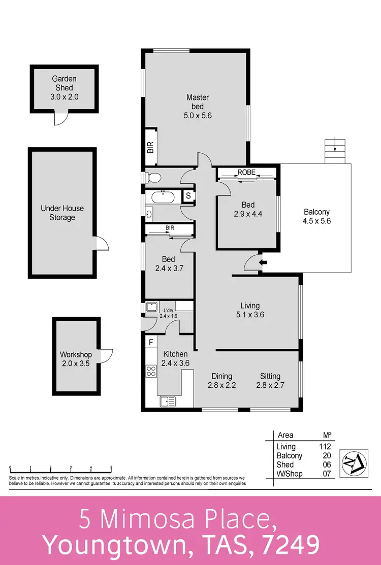 Floorplan of Homely house listing, 5 Mimosa Place, Youngtown TAS 7249