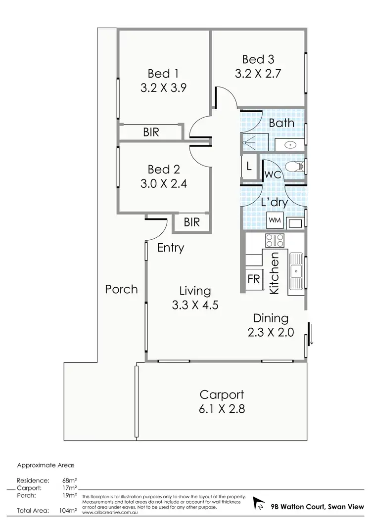 Floorplan of Homely semi-detached listing, 9B Watton Court, Swan View WA 6056