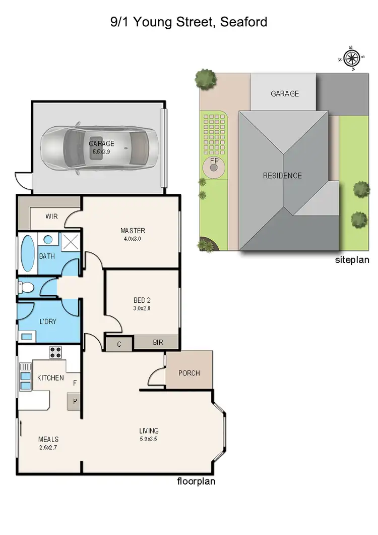 Floorplan of Homely unit listing, 9/1 Young Street, Seaford VIC 3198