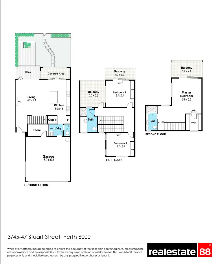 Floorplan of Homely townhouse listing, 3/45-47 Stuart Street, Perth WA 6000
