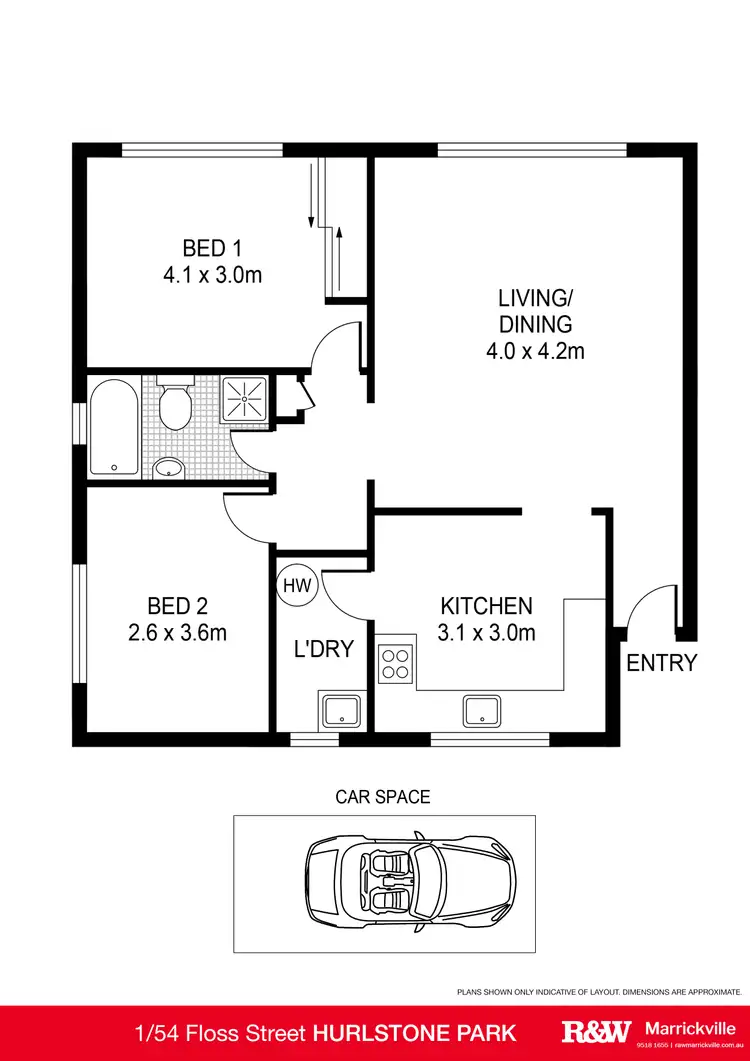 Floorplan of Homely unit listing, 1/54 Floss Street, Hurlstone Park NSW 2193