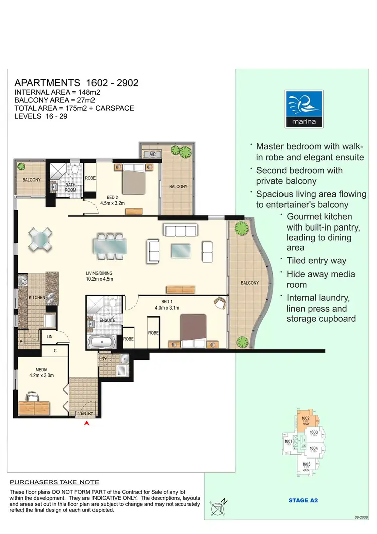 Floorplan of Homely apartment listing, 1902/4 Como Crescent, Southport QLD 4215