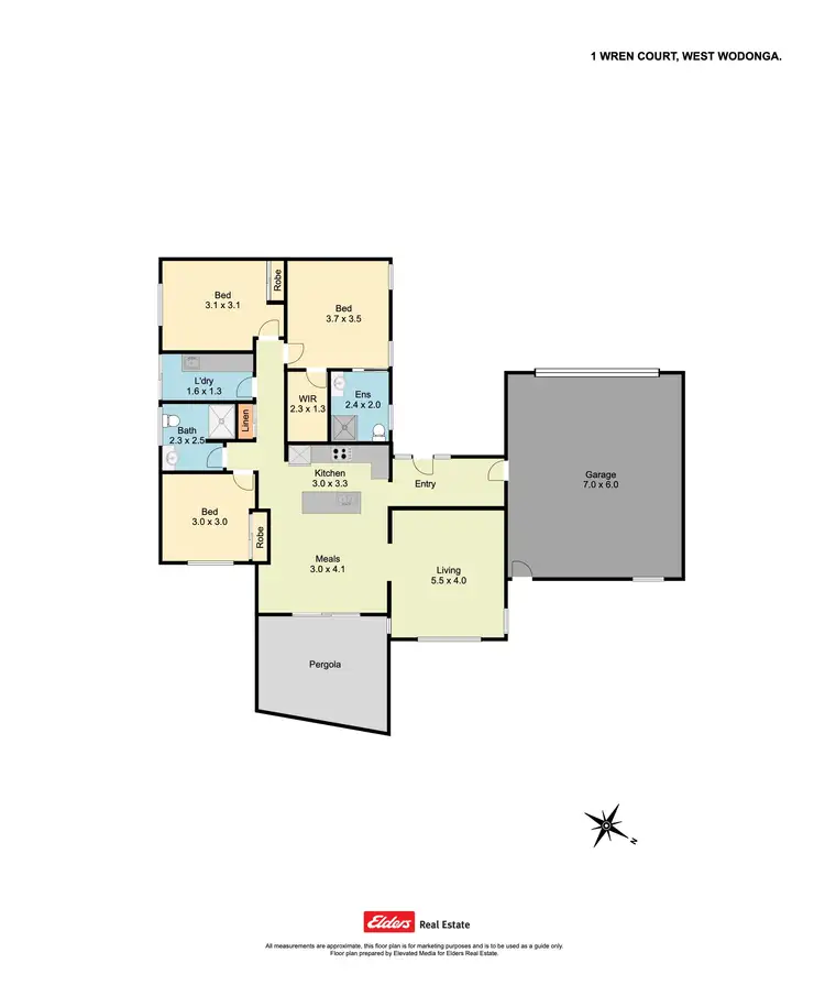 Floorplan of Homely townhouse listing, 1 Wren Court, Wodonga VIC 3690