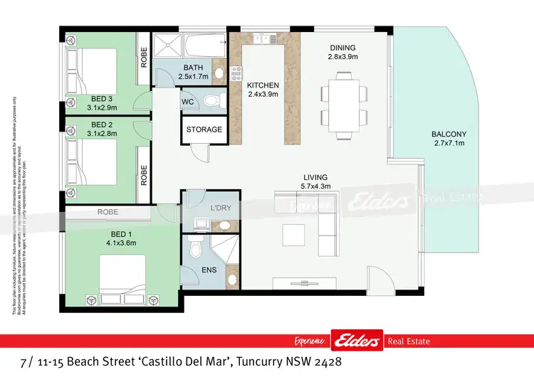 Floorplan of Homely apartment listing, 7 / 11-15 Beach Street 'Castillo Del Mar', Tuncurry NSW 2428