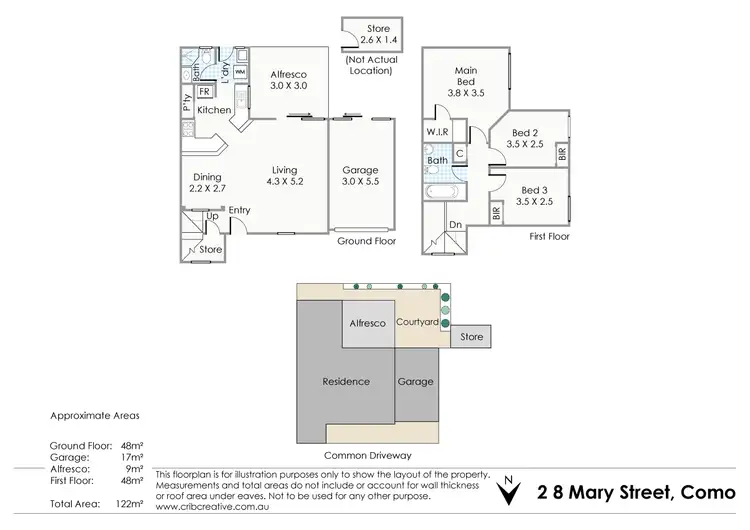 Floorplan of Homely townhouse listing, 2/8 Mary Street, Como WA 6152