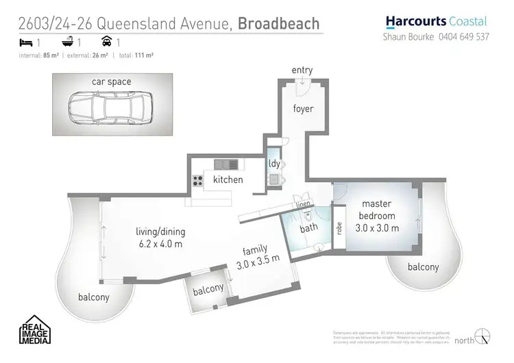 Floorplan of Homely apartment listing, 2603/24 Queensland Avenue, Broadbeach QLD 4218