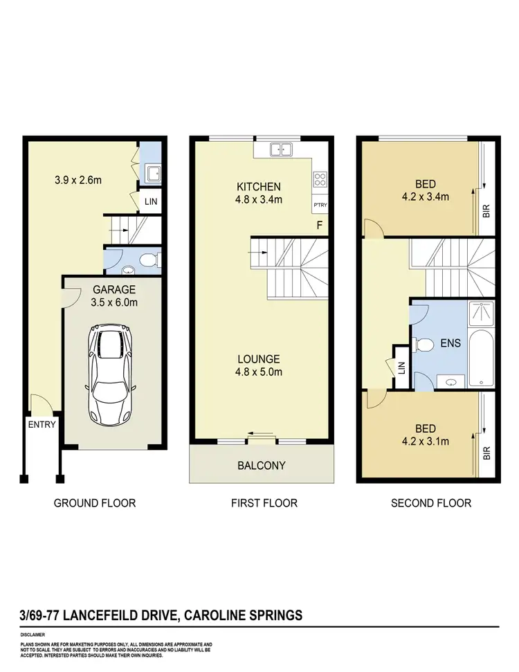 Floorplan of Homely townhouse listing, 3/69-77 Lancefield Drive, Caroline Springs VIC 3023