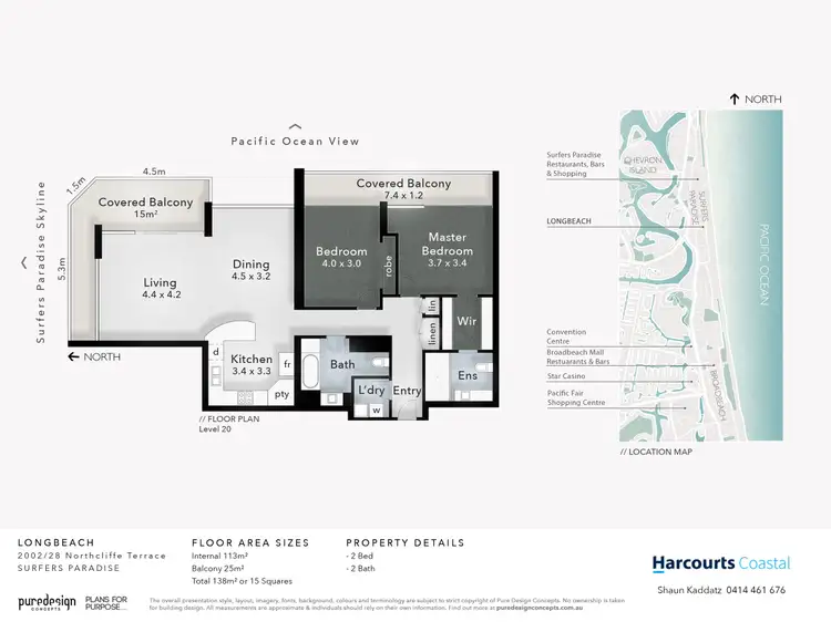 Floorplan of Homely apartment listing, 2002/28 Northcliffe Terrace, Surfers Paradise QLD 4217