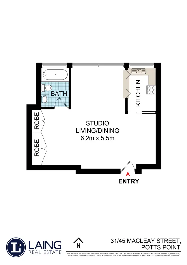 Floorplan of Homely studio listing, 31/45-53 Macleay Street, Potts Point NSW 2011