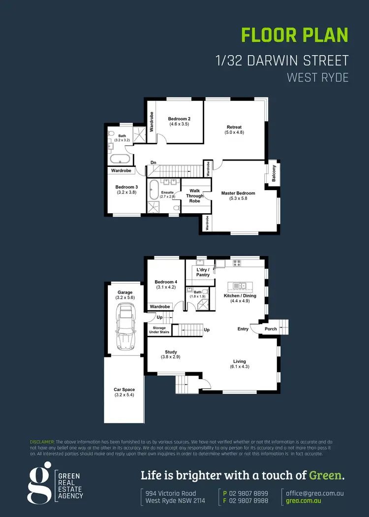Floorplan of Homely townhouse listing, 32 Darwin Street, West Ryde NSW 2114