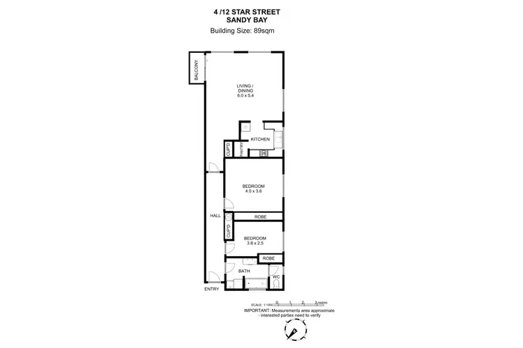 Floorplan of Homely unit listing, 4/12 Star Street, Sandy Bay TAS 7005