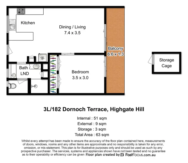 Floorplan of Homely unit listing, 3L/182 Dornoch Terrace, Highgate Hill QLD 4101