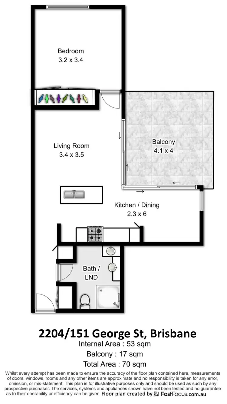 Floorplan of Homely apartment listing, 2204/151 George Street, Brisbane City QLD 4000