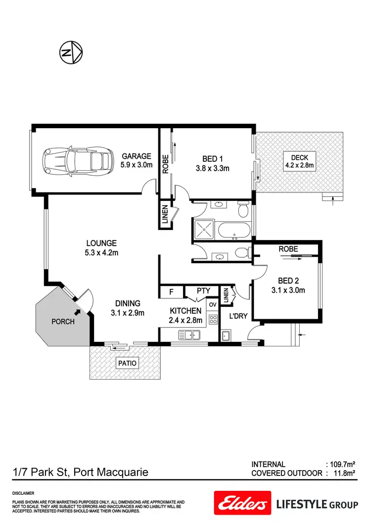Floorplan of Homely villa listing, 1/7 Park Street, Port Macquarie NSW 2444
