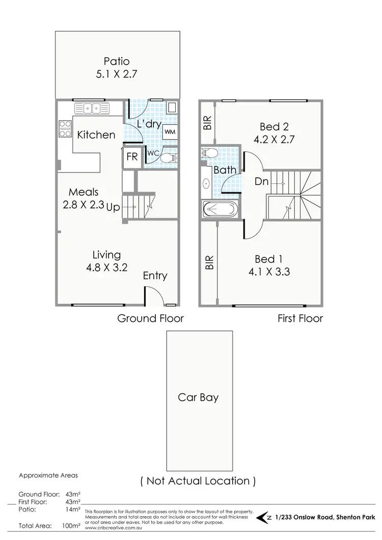 Floorplan of Homely townhouse listing, 1/233 Onslow Road, Shenton Park WA 6008